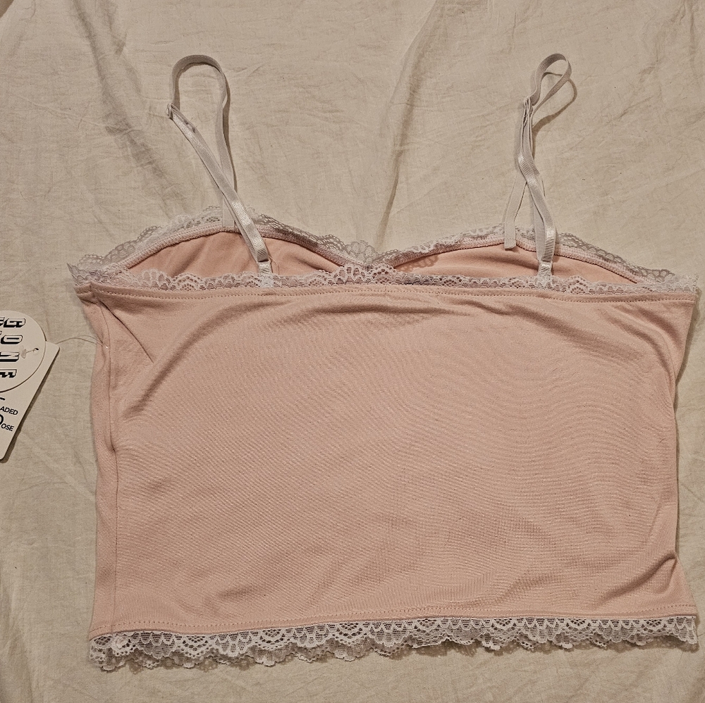 Faded Rose Pink Lace Trim Women's Cami Top XL - Picture 6 of 9